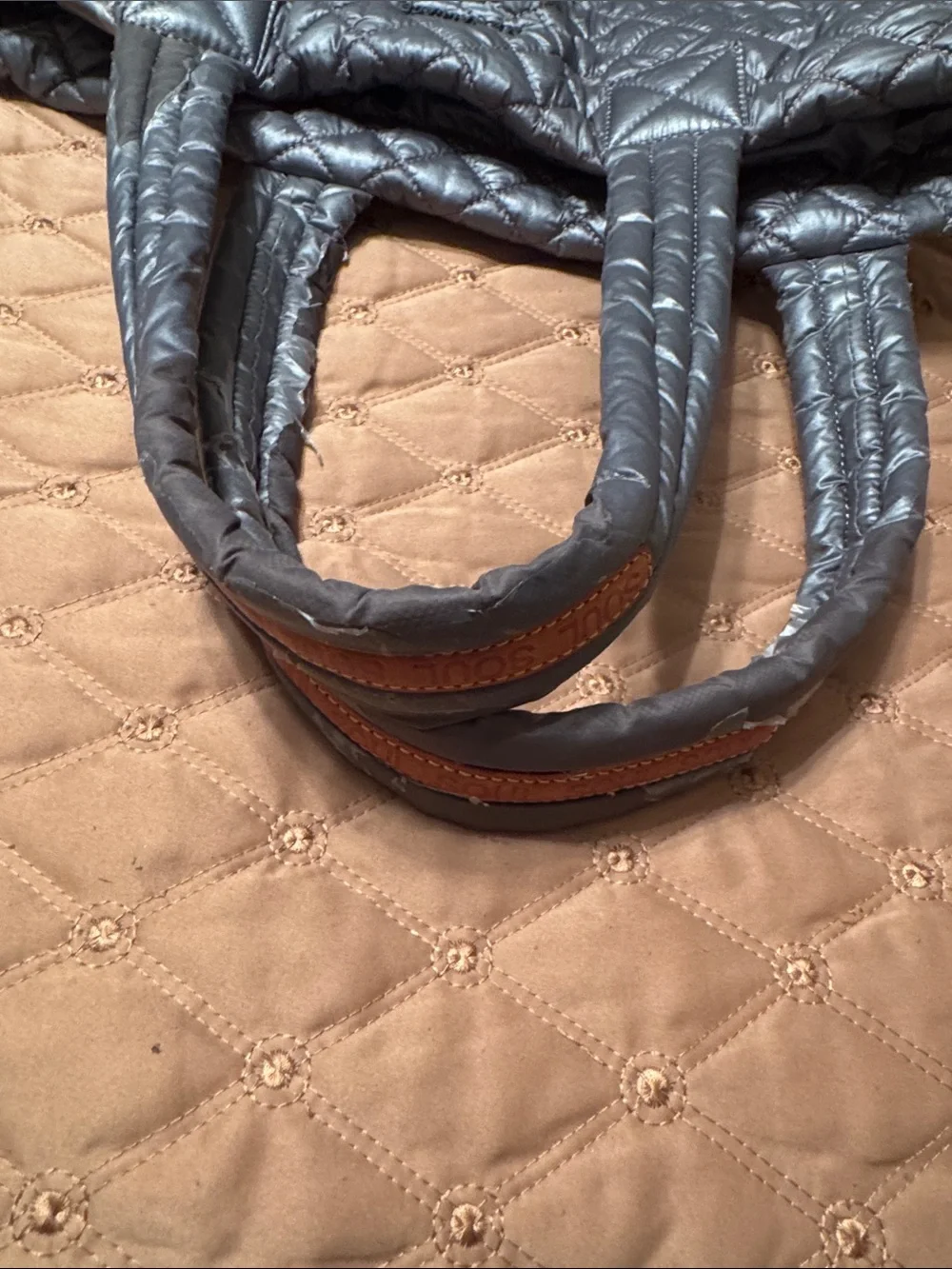 MZ Wallace Quilted Metallic Gray Tote